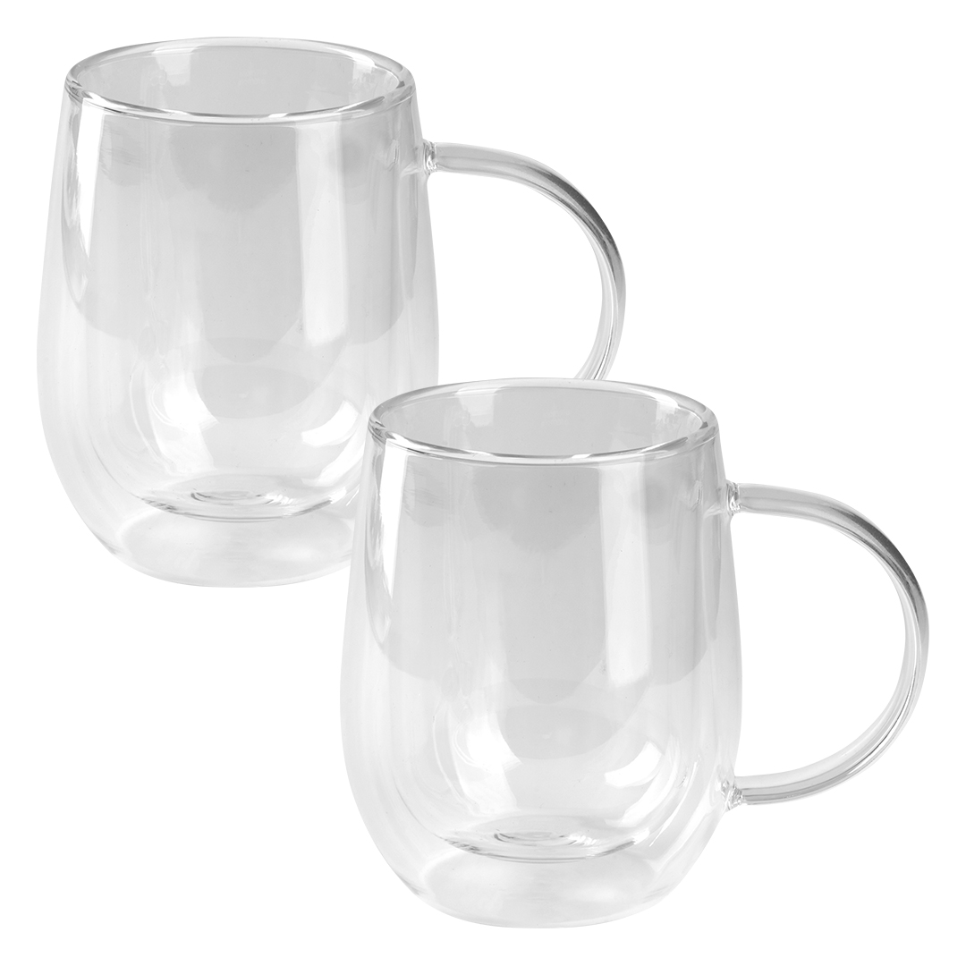 Set od dve staklene šolje sa dvostrukim zidom, 2 x 330 ml